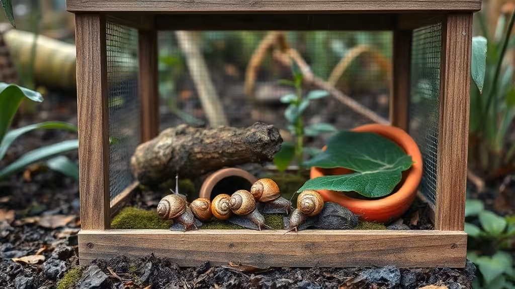 Escargotière de jardin humide pour apprendre comment élever des escargots à la maison.