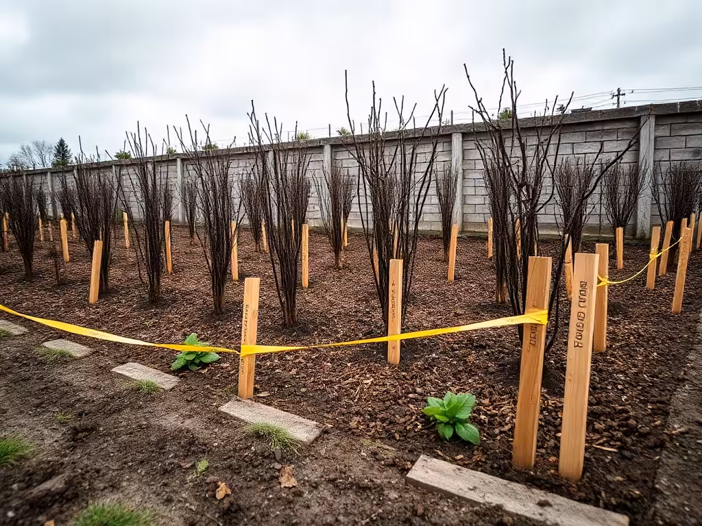Plantation en quinconce d’une jeune haie coupe vent sur deux rangs