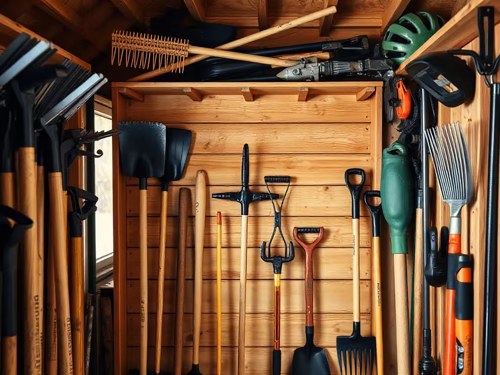 Intérieur organisé d'un rangement montrant l'efficacité de l'espace vertical pour les outils